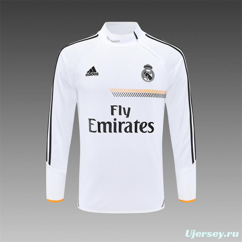 Retro 13/14 Real Madrid White Half Zipper Jacket