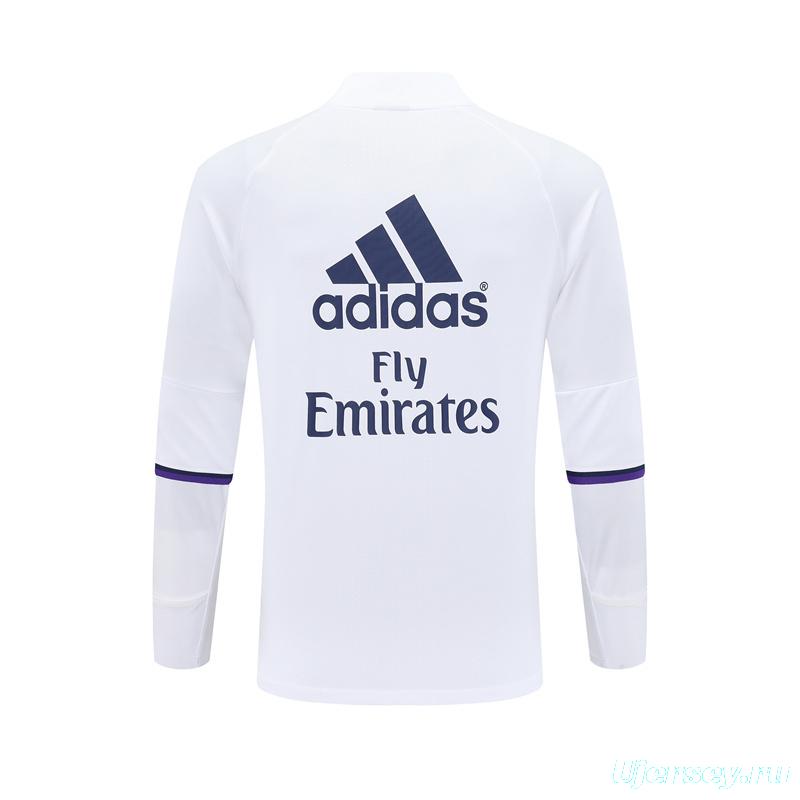 Retro 16/17 Real Madrid White Half Zipper Jacket+Long Pants