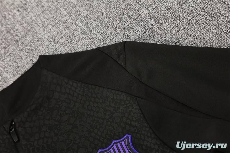 25/26 Barcelona Black Joint Edition Half Zipper Jacket+Long Pants