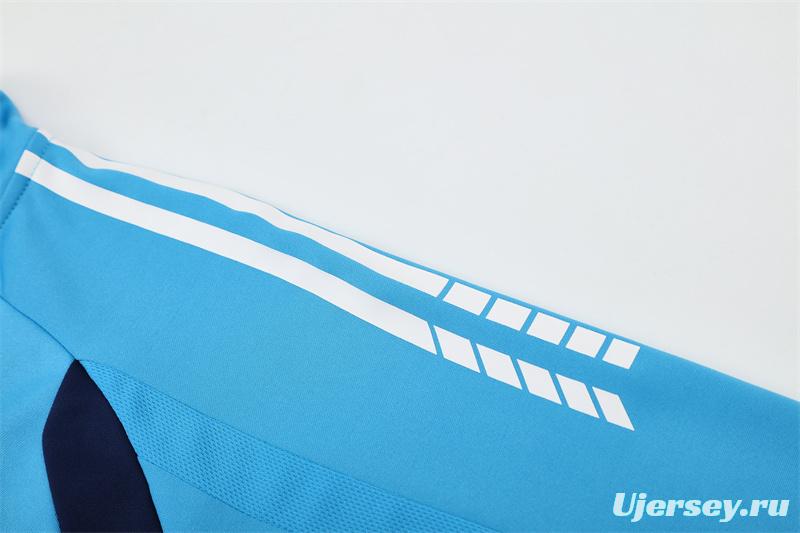 Retro 05/06 Real Madrid Light Blue Half Zipper Jacket+Long Pants