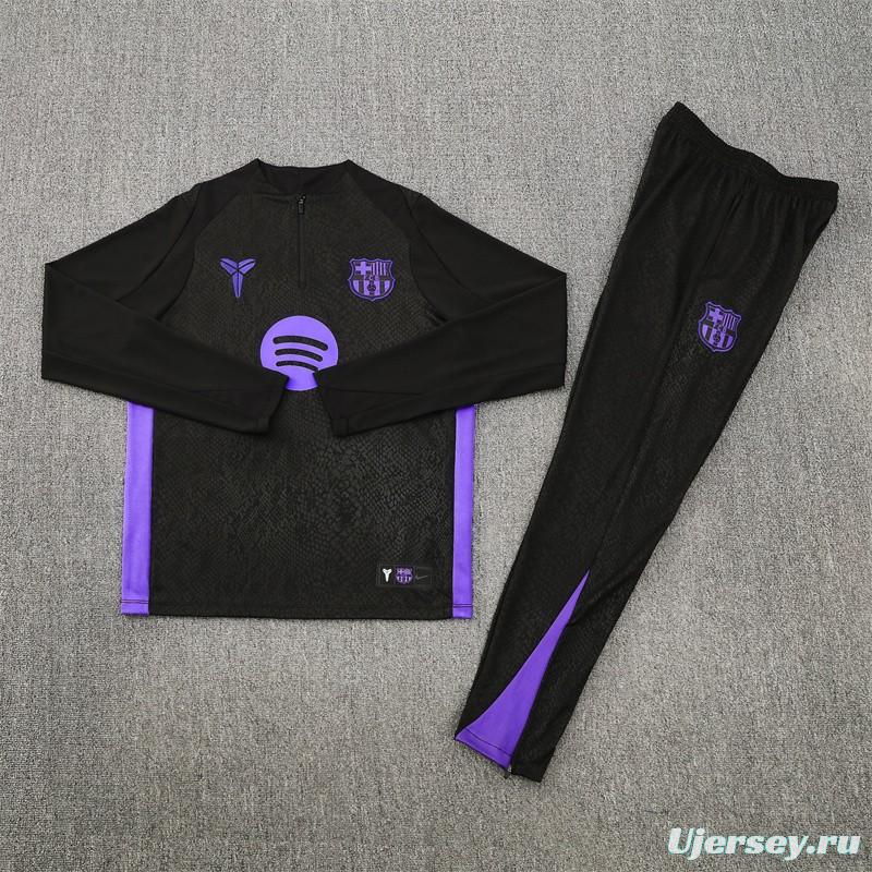 25/26 Barcelona Black Joint Edition Half Zipper Jacket+Long Pants