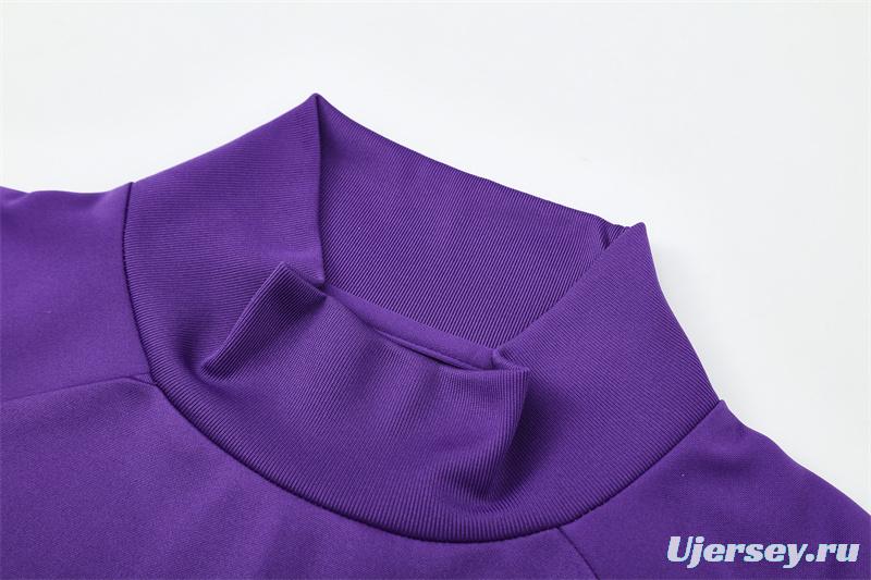 Retro 16/17 Real Madrid Purple Half Zipper Jacket+Long Pants