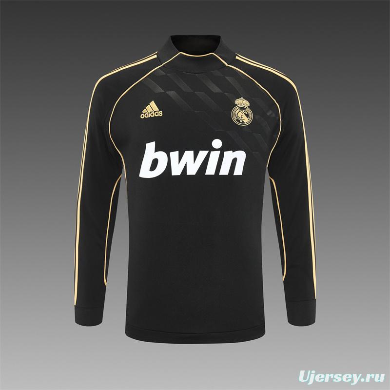 Retro 11/12 Real Madrid Black Half Zipper Jacket+Long Pants