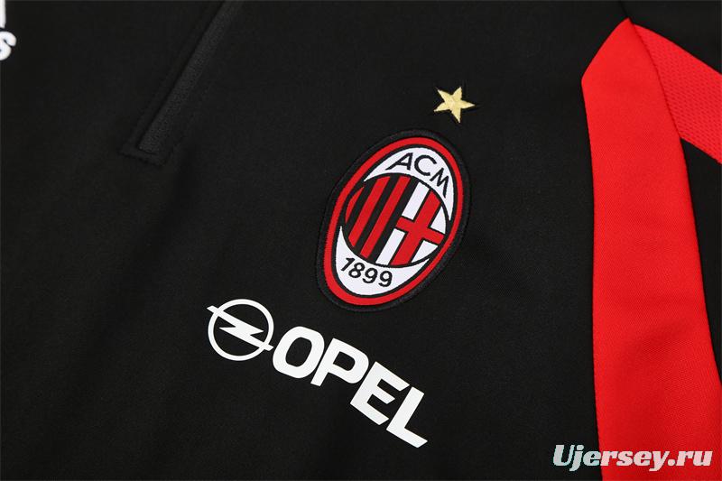 Retro 05/06 AC Milan Black Half Zipper Jacket+Long Pants
