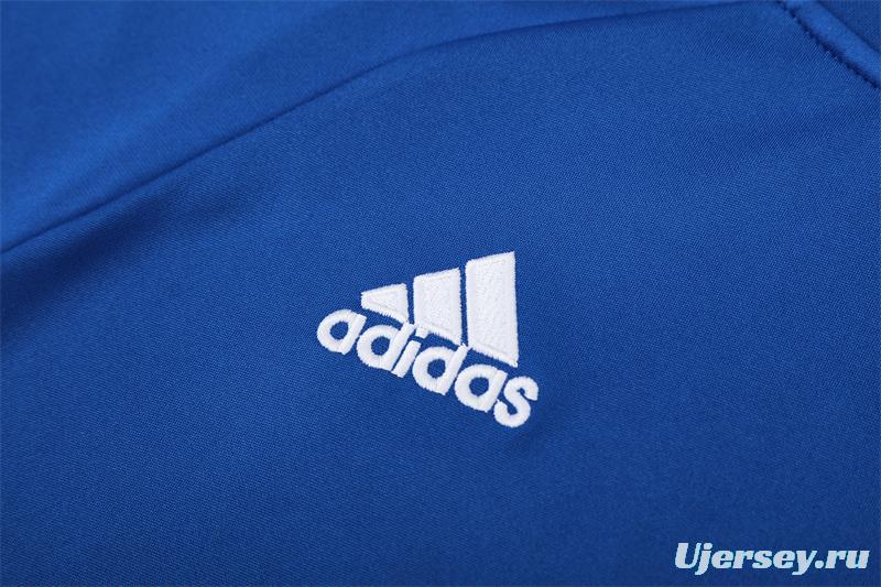 Retro 13/14 Real Madrid Color Blue Half Zipper Jacket+Long Pants