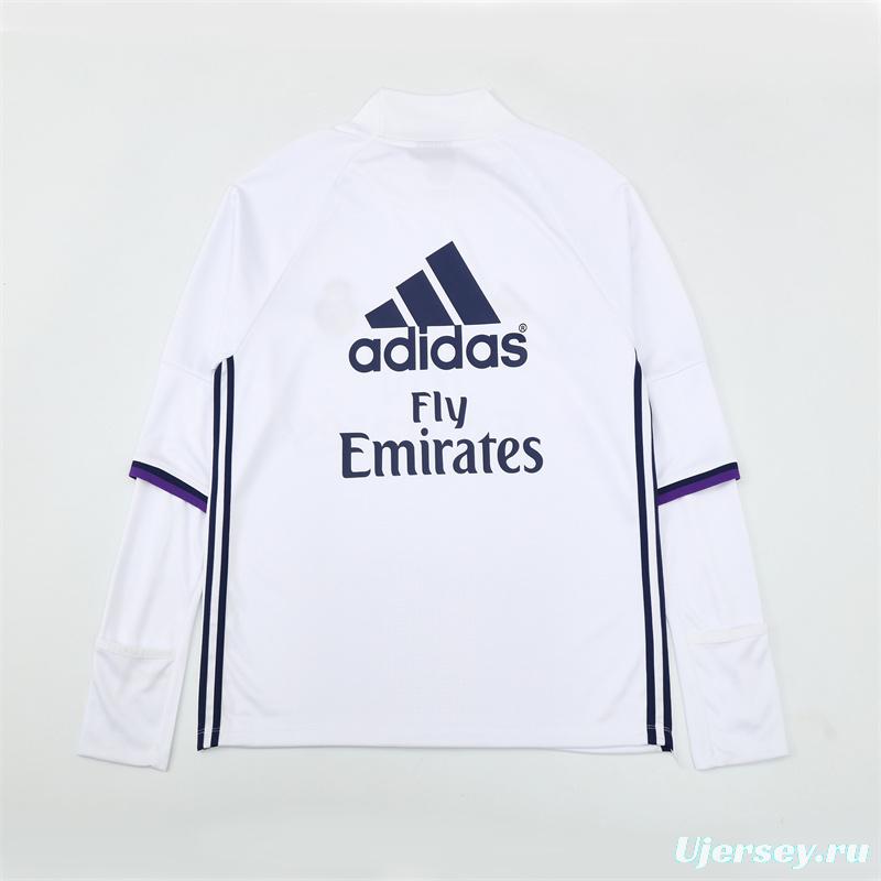 Retro 16/17 Real Madrid White Half Zipper Jacket