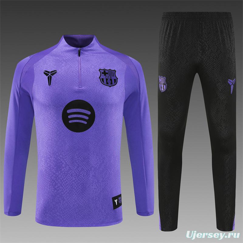 25/26 Barcelona Purple Joint Edition Half Zipper Jacket+Long Pants