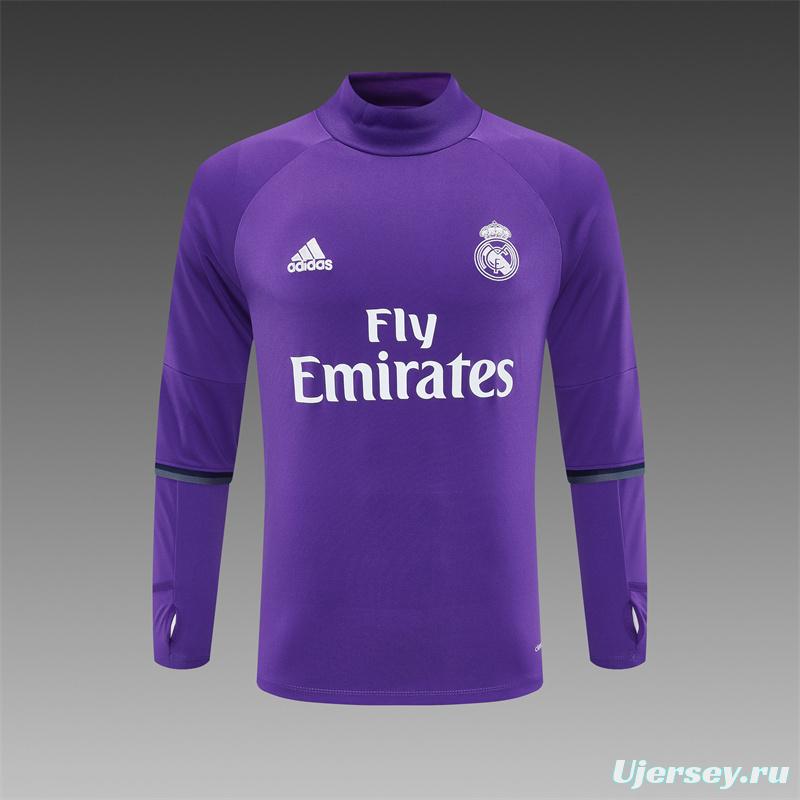 Retro 16/17 Real Madrid Purple Half Zipper Jacket