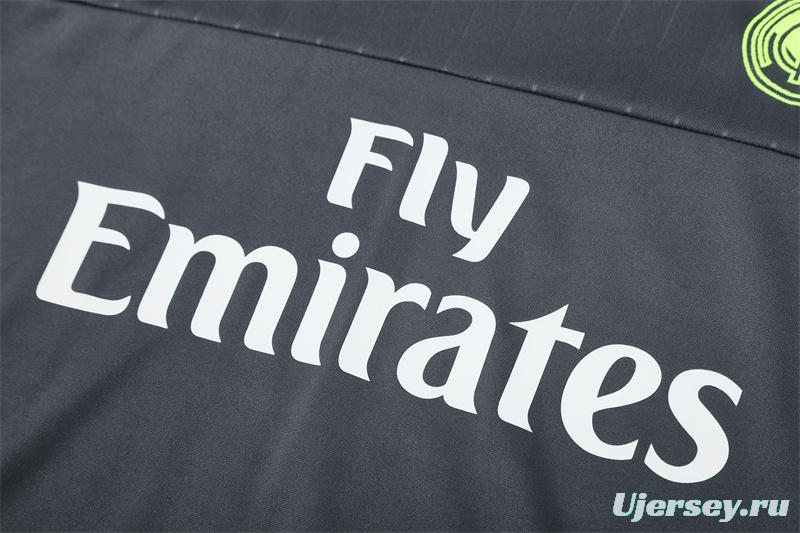 Retro 15/16 Real Madrid Dark Grey Half Zipper Jacket+Long Pants