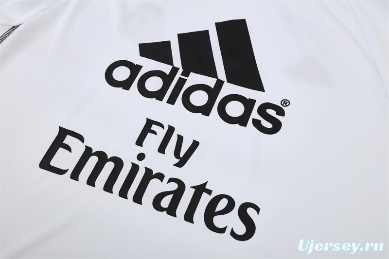 Retro 13/14 Real Madrid White Half Zipper Jacket+Long Pants