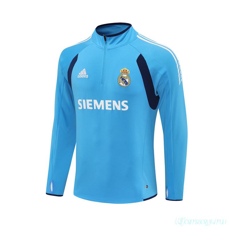 Retro 05/06 Real Madrid Light Blue Half Zipper Jacket+Long Pants