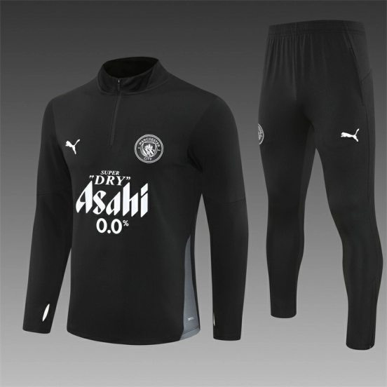 25/26 Manchester City Black Half Zipper Jacket+Long Pants