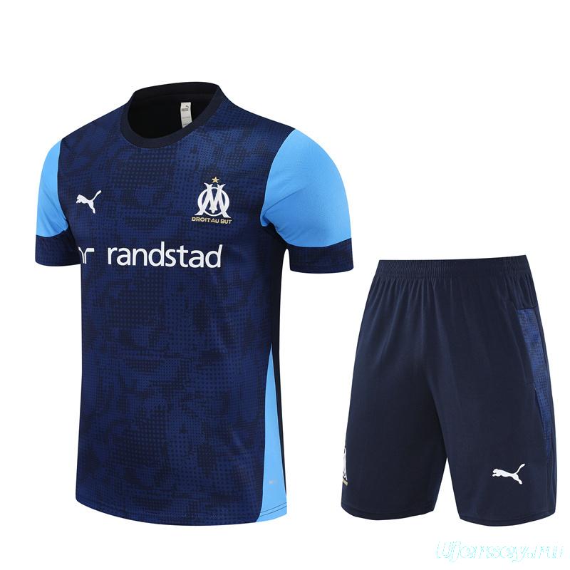 25/26 Olympique de Marseille Royal Blue Camouflage with XS Short Sleeve+Soccer Shorts