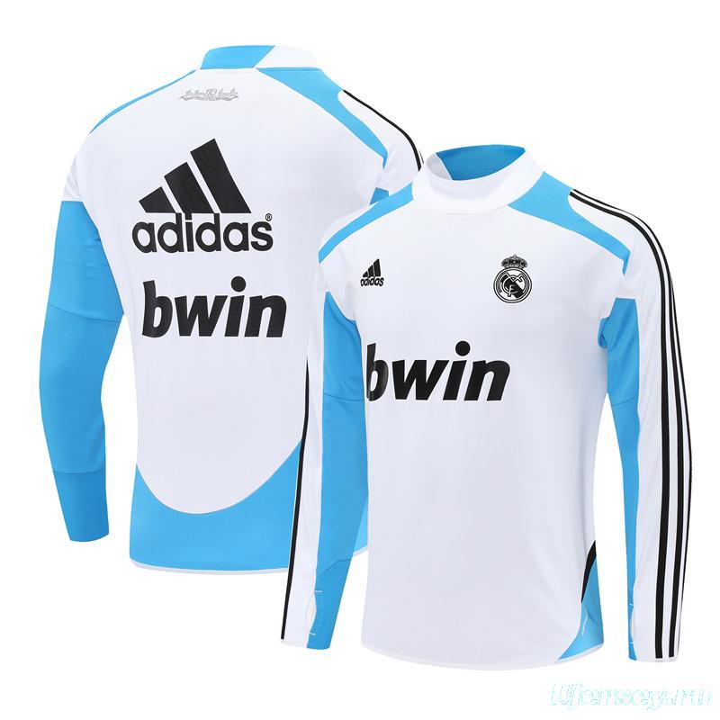 Retro 12/13 Real Madrid White/Blue Half Zipper Jacket+Long Pants