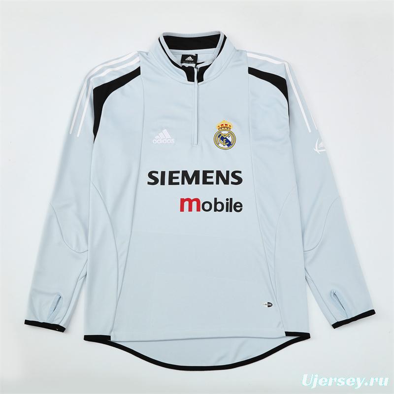 Retro 04/05 Real Madrid Light Grey Half Zipper Jacket