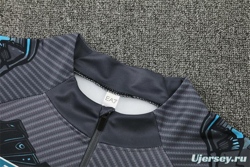 25/26 Napoli Black Grey Camouflage Half Zipper Jacket+Long Pants