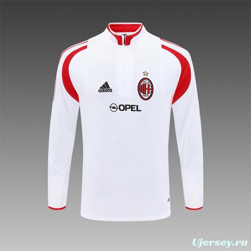 Retro 04/05 AC Milan White Half Zipper Jacket