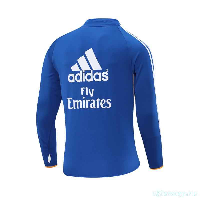 Retro 13/14 Real Madrid Color Blue Half Zipper Jacket