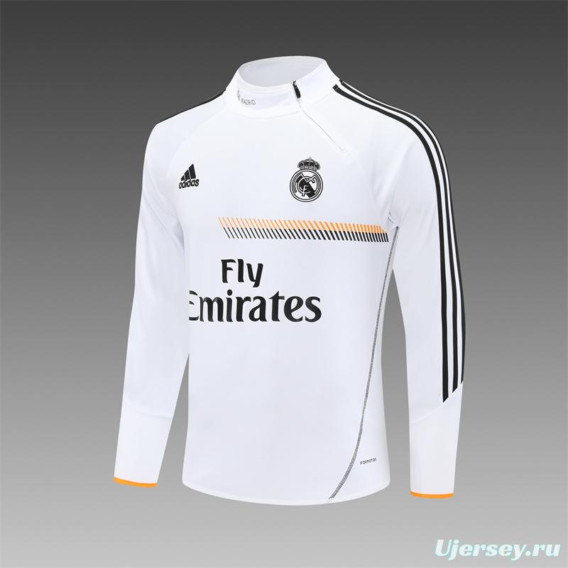 Retro 13/14 Real Madrid White Half Zipper Jacket