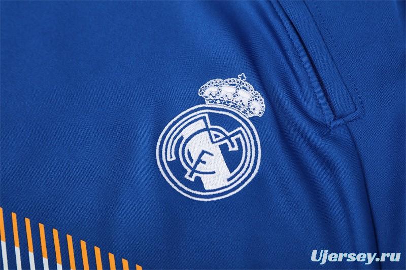 Retro 13/14 Real Madrid Color Blue Half Zipper Jacket