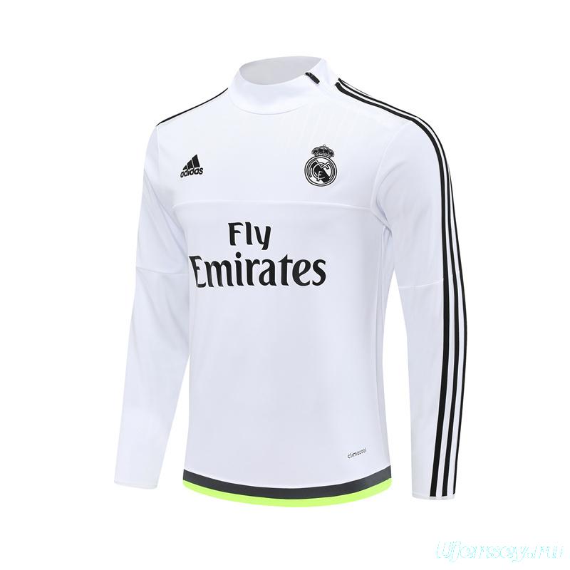 Retro 15/16 Real Madrid White Half Zipper Jacket+Long Pants