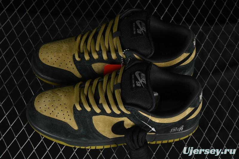 Nike Supreme x Dunk SB Dunk Low Brown Yellow Low-Top Casual Skate Shoes - HQ8487-300