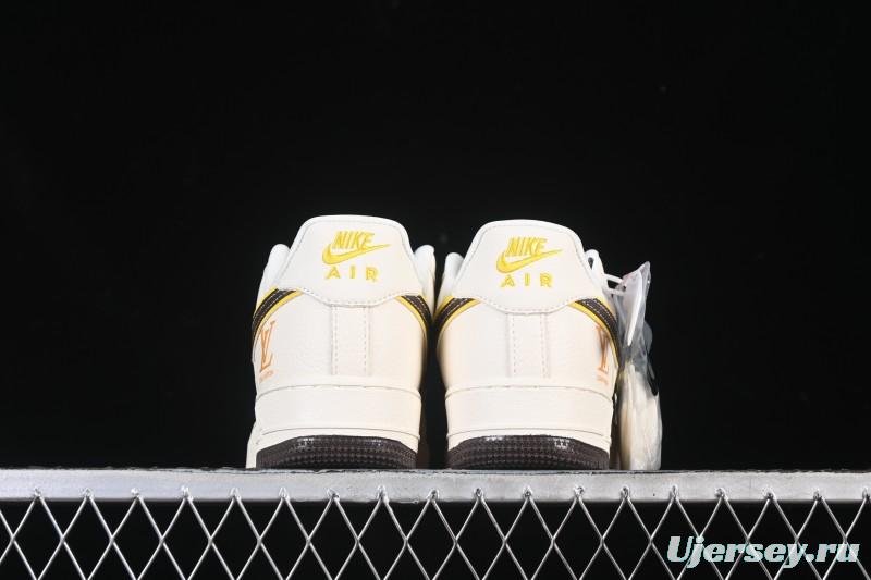 Nike Air Force 1 '07 Low LV Collaboration Beige Brown Patchwork Casual Sneakers - DD1982-302