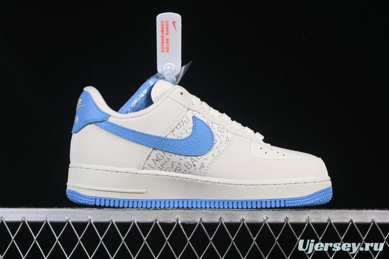 Nike Air Force 1 '07 Low Balenciaga Collaboration White Blue Gold Casual Sneakers - YF9511-803