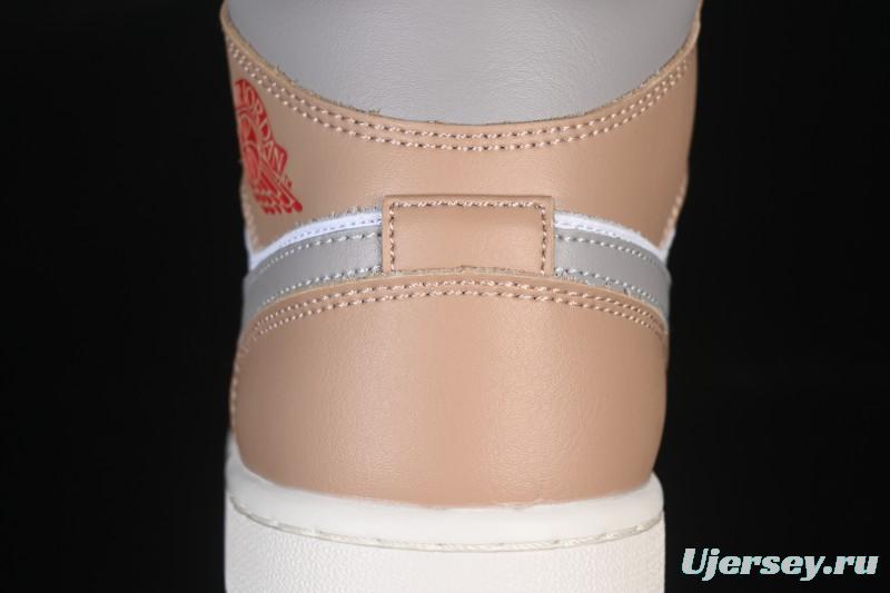 Nike Air Jordan 1 Mid AJ1 White Wheat Mid-Top Casual Sneakers - DQ8426-200