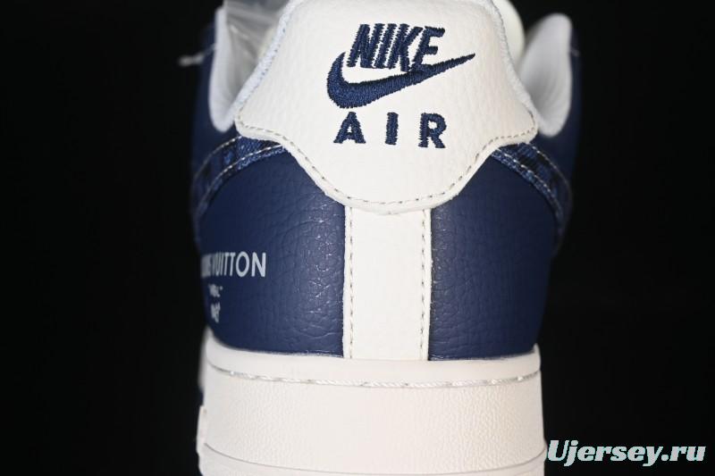 Nike Air Force 1 '07 Low LV Collaboration Navy Blue Cashew Flower Casual Sneakers - JP8028-009