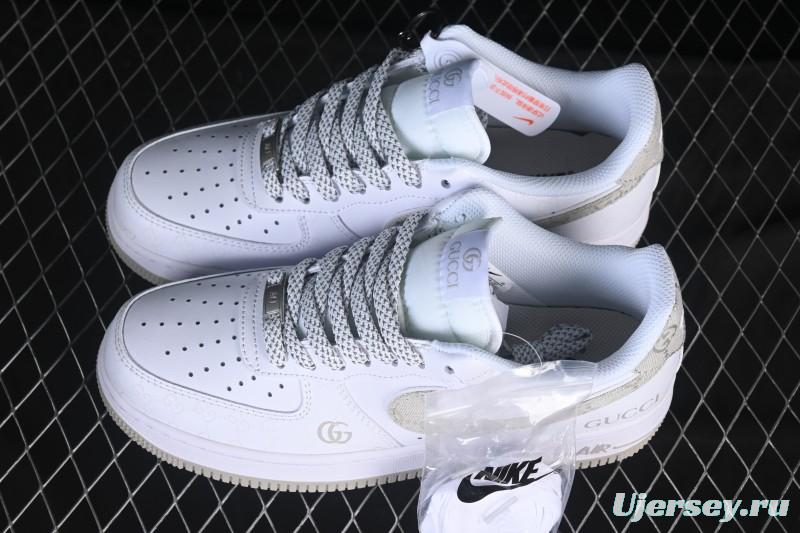 Nike Air Force 1 '07 Low Gucci Collaboration Light Gray Denim Glow-in-the-Dark Low-Top Casual Sneakers - XX3168-197