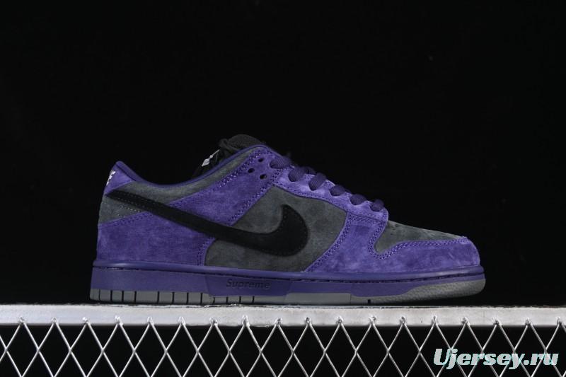 Nike Supreme x Dunk SB Dunk Low Casual Skate Shoes Gray Purple - HQ8487-500