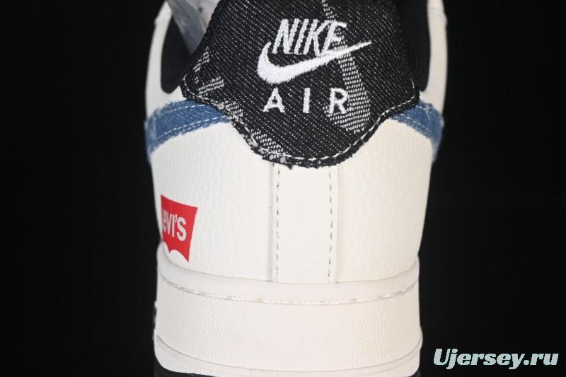 Nike Air Force 1 '07 Low Levi's Collaboration Light Blue Denim Four Swoosh Casual Sneakers - QW5606-261