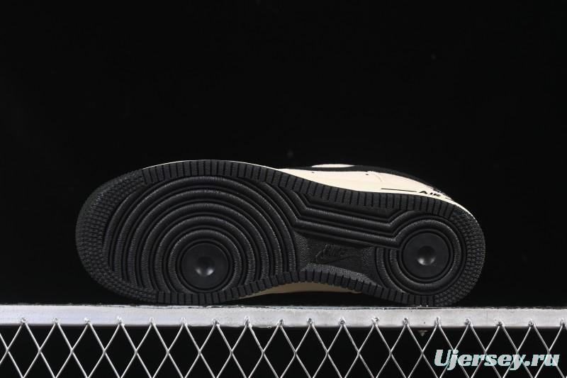 Nike Air Force 1 '07 Low Stussy Collaboration Beige Black Canvas Casual Sneakers - XX3168-155