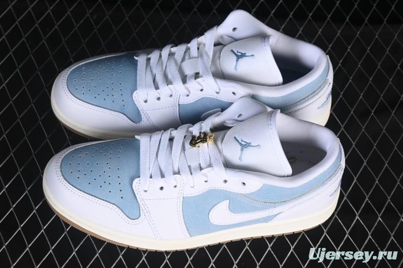 Nike Air Jordan 1 Low Denim Worn Blue Retro Basketball Shoes - HQ2004-400