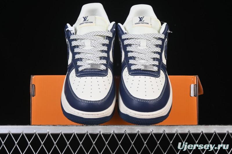 Nike Air Force 1 '07 Low LV Collaboration Navy Blue Cashew Flower Casual Sneakers - JP8028-009