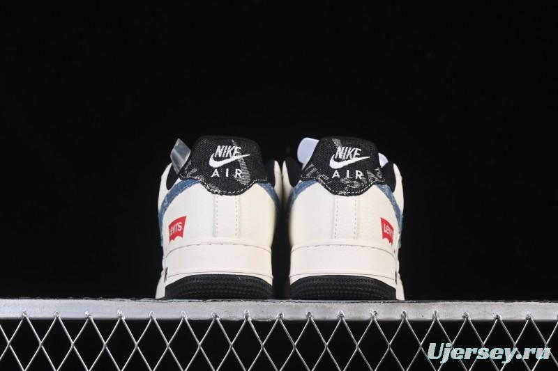 Nike Air Force 1 '07 Low Levi's Collaboration Light Blue Denim Four Swoosh Casual Sneakers - QW5606-261