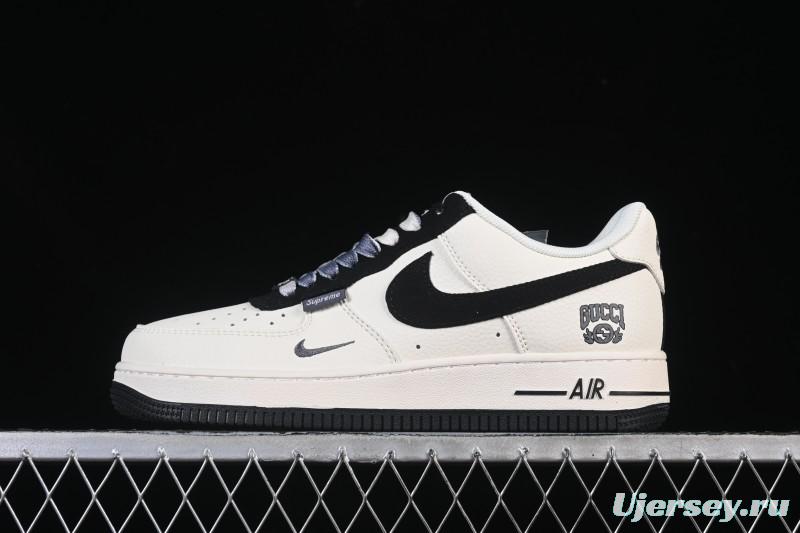 Nike Air Force 1 '07 Low Gucci Collaboration Off-White Black Canvas Hook Low-Top Casual Sneakers - XD2588-605