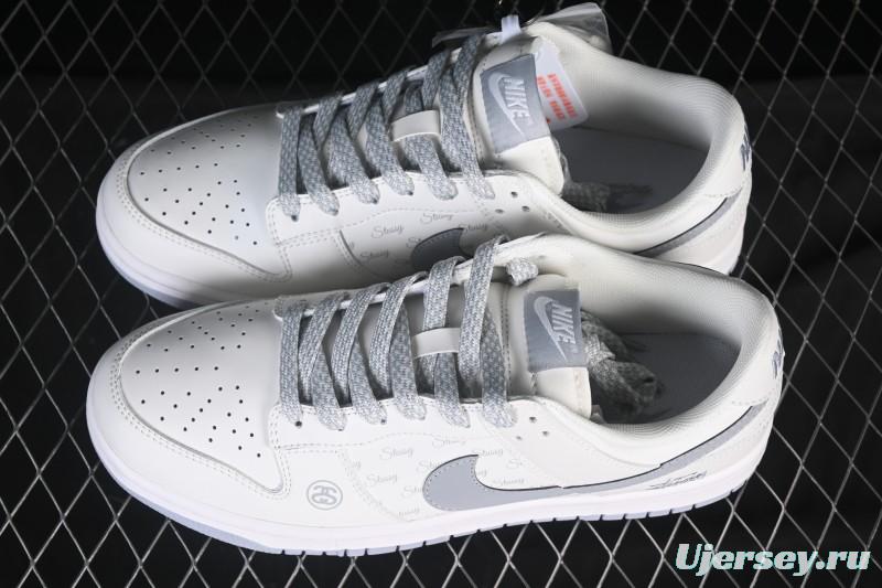 Nike SB Dunk Low Stussy Collaboration Print Grey Hook Anniversary Custom Low-Top Casual Skate Shoes - CS1688-125