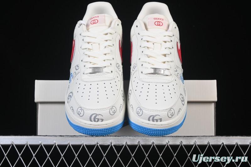 Nike Air Force 1'07 Low Gucci Collaboration White Red Blue Low-Top Casual Sneakers - SC0601-572