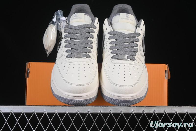 Nike Air Force 1 '07 Low LV Collaboration Printed Beige Swoosh Casual Low-Top Sneakers - HH7518-079