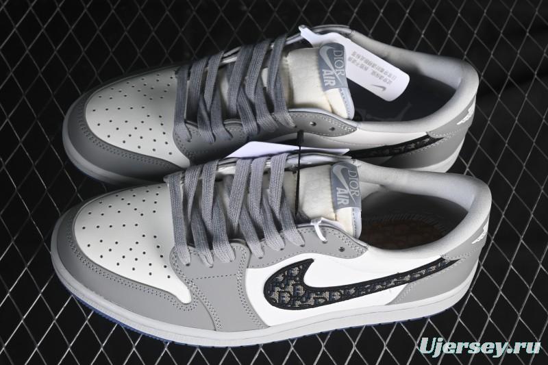 Dior Air Jordan 1 Low White Grey Collaboration Low-Top Sneakers - CN8608-002