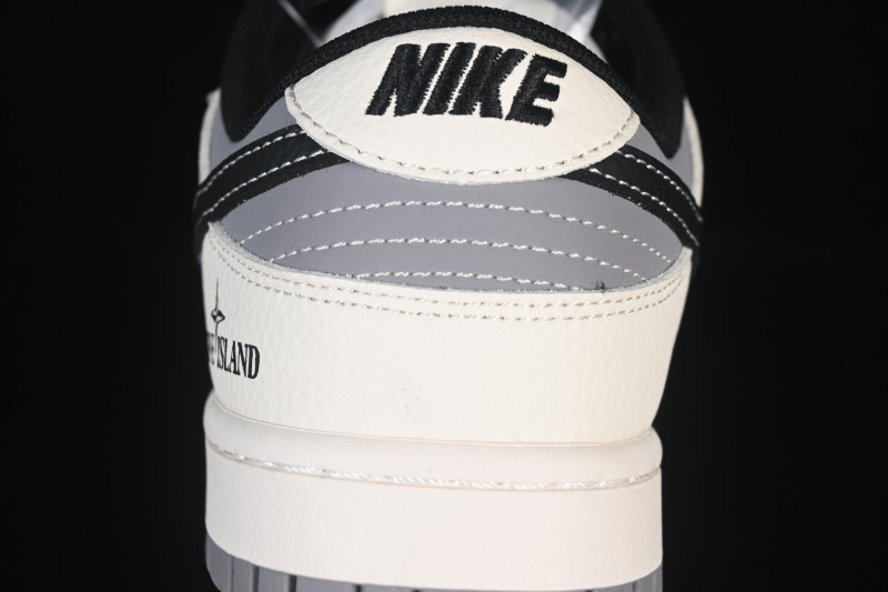 Nike SB Dunk Low Stone Island Collaboration Beige Grey Black Patchwork Anniversary Custom Low-Top Casual Skate Shoes - JP8028-041