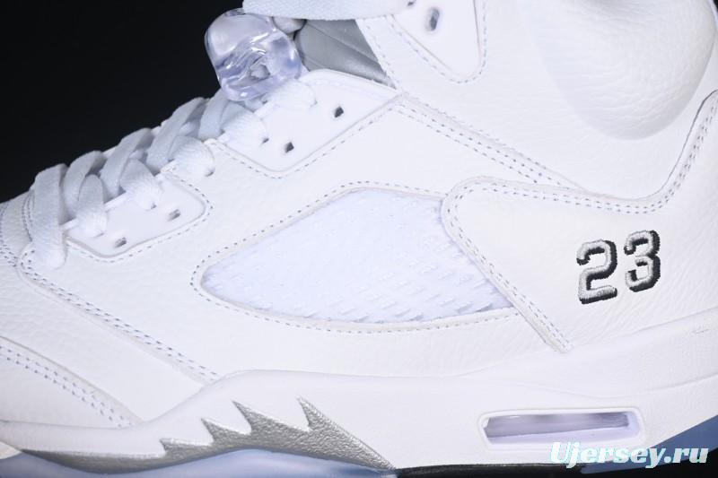 Nike Air Jordan 5 Retro White Metallic Basketball Shoes - HQ7978-103