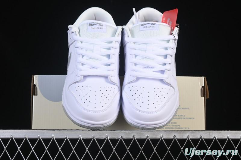 Nike Supreme x Dunk SB Dunk Low White Low-Top Casual Skate Shoes - HQ8487-100