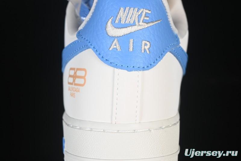 Nike Air Force 1 '07 Low Balenciaga Collaboration White Blue Gold Casual Sneakers - YF9511-803