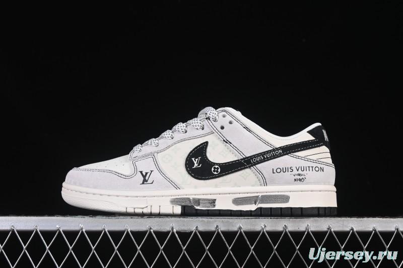 Nike SB Dunk Low LV Collaboration Graffiti Dual-Color Anniversary High-End Custom Low-Top Casual Skate Shoes - CX5050-Y01