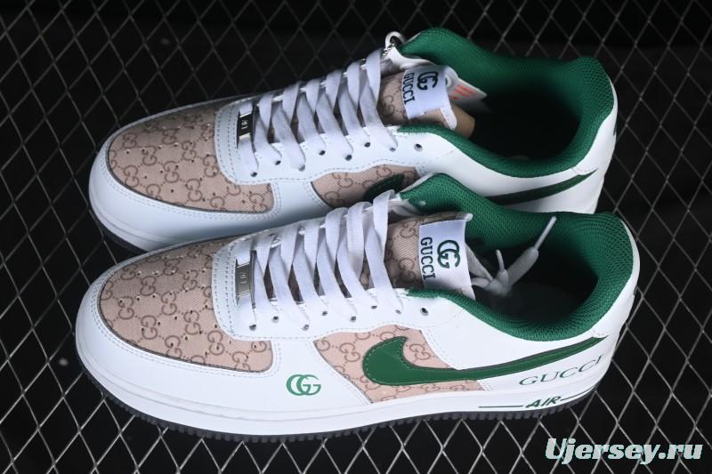 Nike Air Force 1 '07 Low Gucci Collaboration Pattern Grass Green Casual Sneakers - AH8462-004