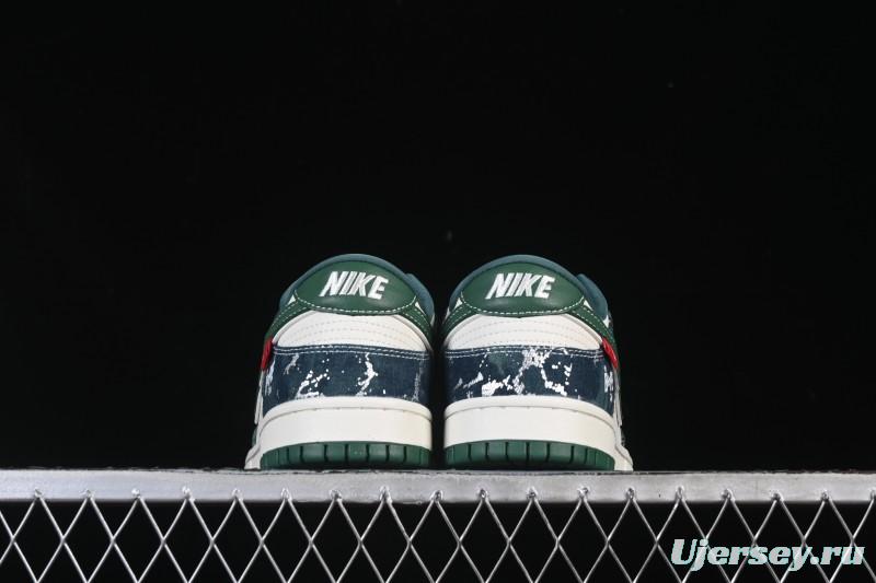 Nike SB Dunk Low BAPE Collaboration White Army Green Anniversary High-End Custom Low-Top Casual Skate Shoes - SC0601-465