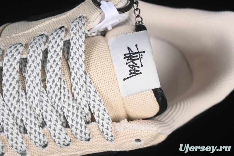 Nike Air Force 1 '07 Low Stussy Collaboration Beige Black Canvas Casual Sneakers - XX3168-155